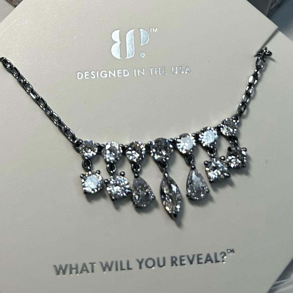 Bomb Party A Delicate Moment Necklace with CZ Drops RBP7435 NWOT